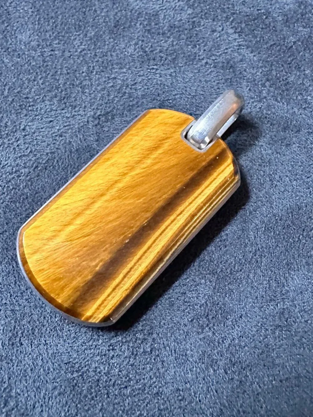 David Yurman Chevron Dog Tag Pendant w/ Tiger's Eye - 42mm